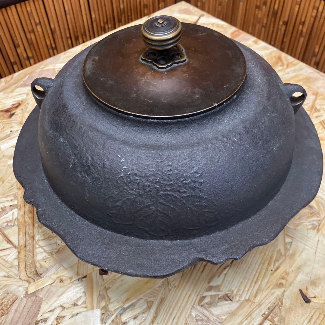 茶道具　黒鋼　炉➕釜セット　N1036RK
