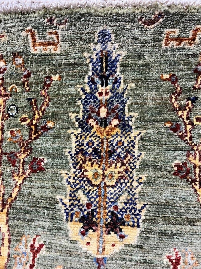 アフガニスタン手織りウール・コットン絨毯．サイズ:78x126cm