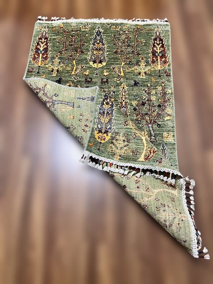 アフガニスタン手織りウール・コットン絨毯．サイズ:78x126cm