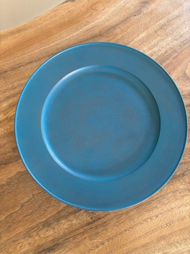 富井貴志　青漆リム皿　24cm