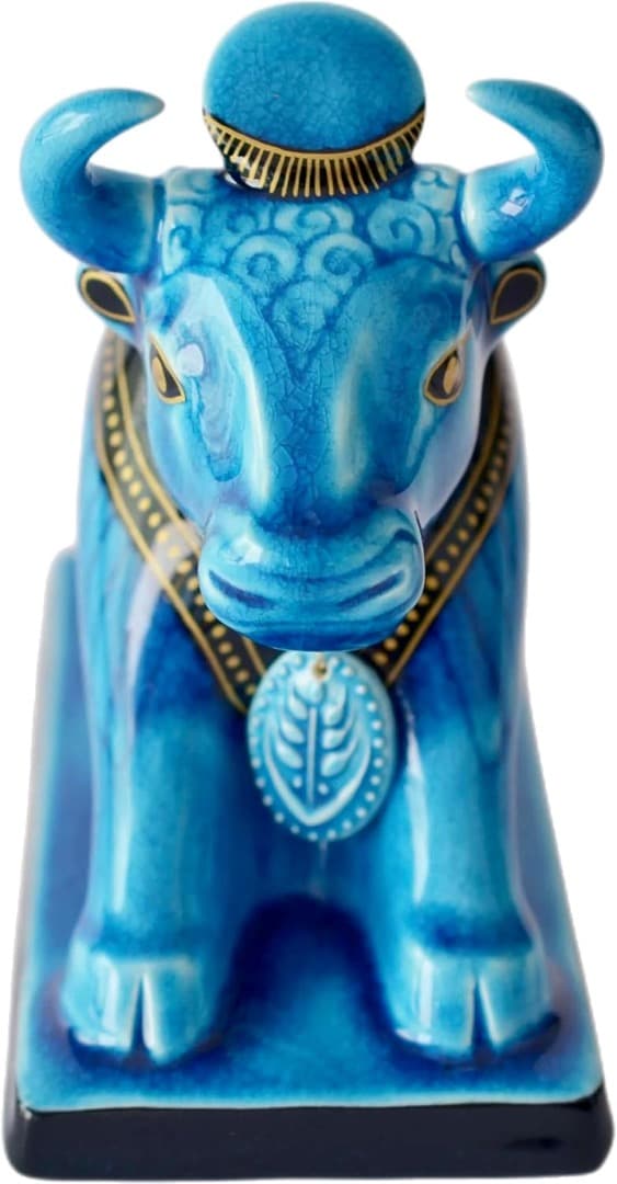 新品　幸兵衛窯 青釉オーナメント アピス 古代エジプトの神　ペンダント付