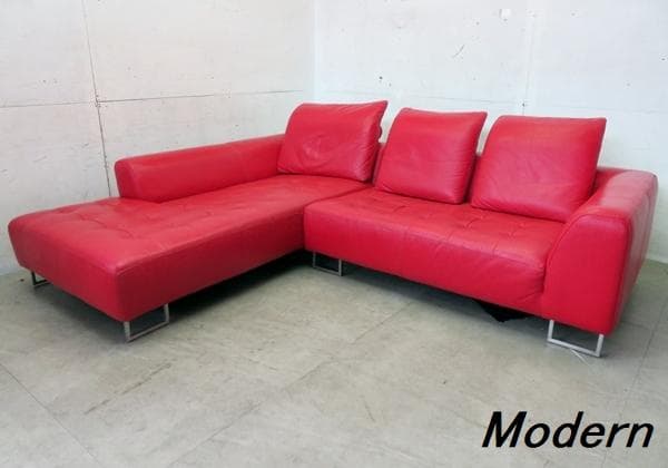 美品■IDC■総革■L/S STYLISH-11■ワイドカウチソファ■60万