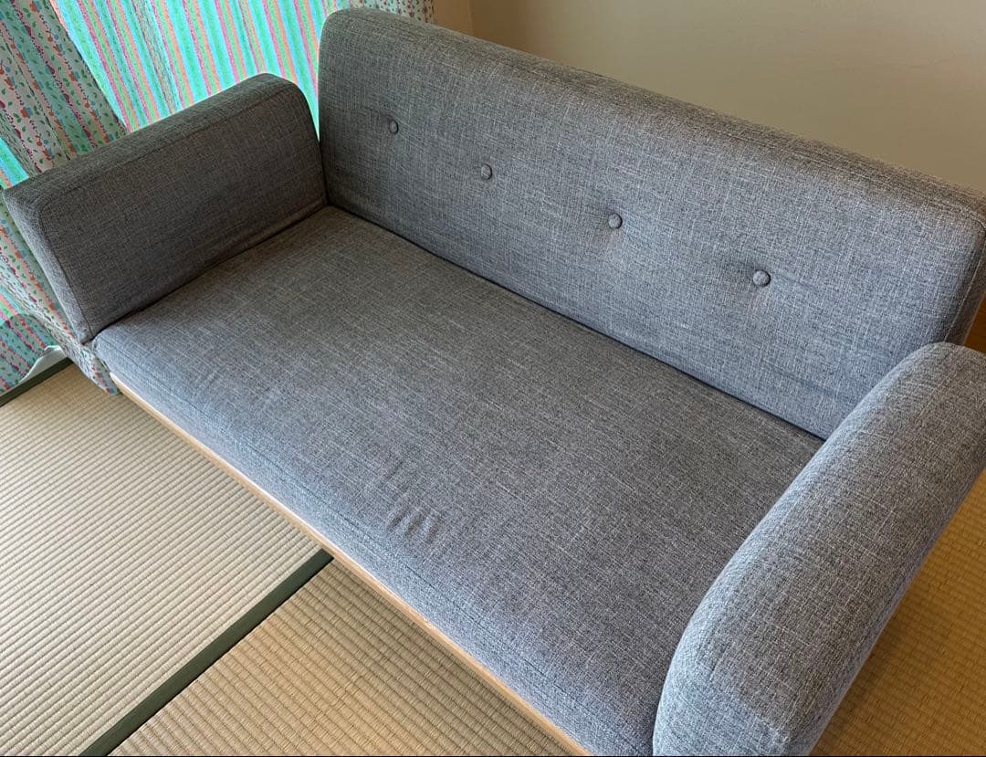 2人掛けソファベッド 天然木脚 ファブリック