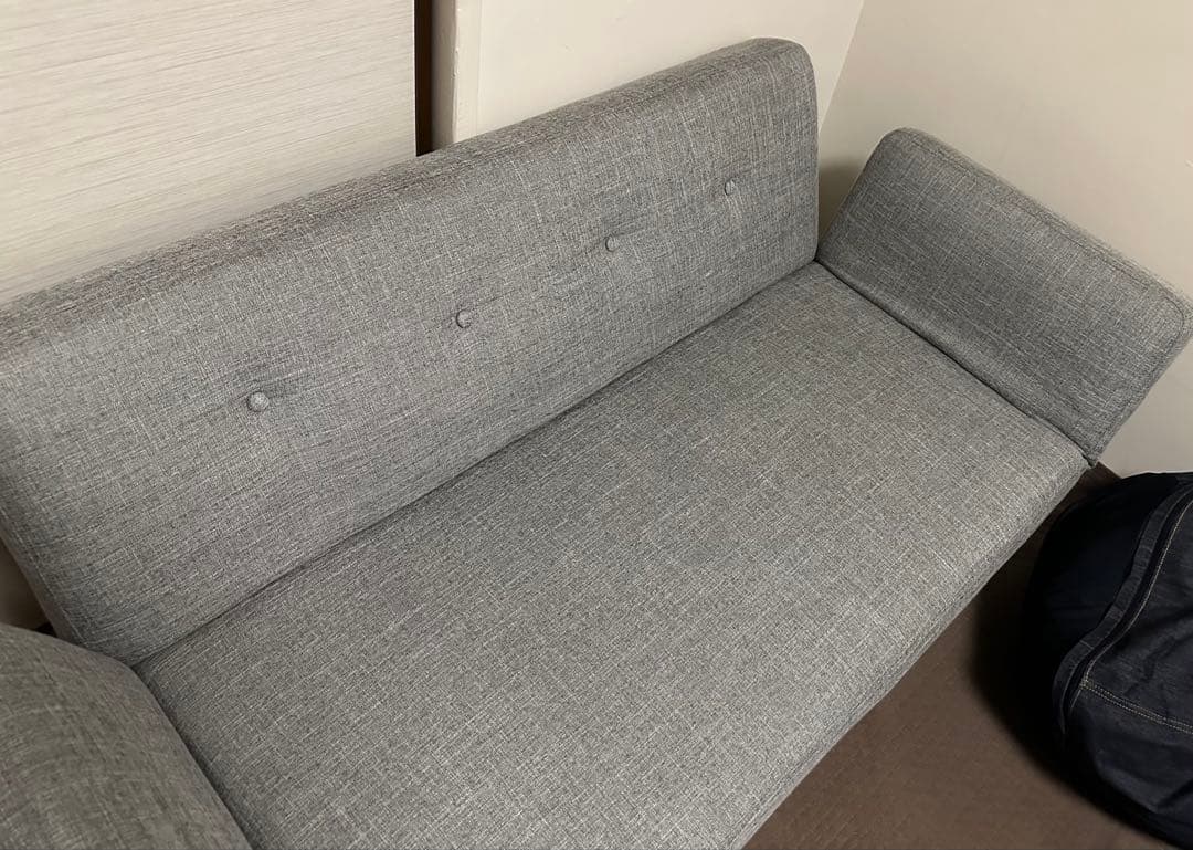 2人掛けソファベッド 天然木脚 ファブリック