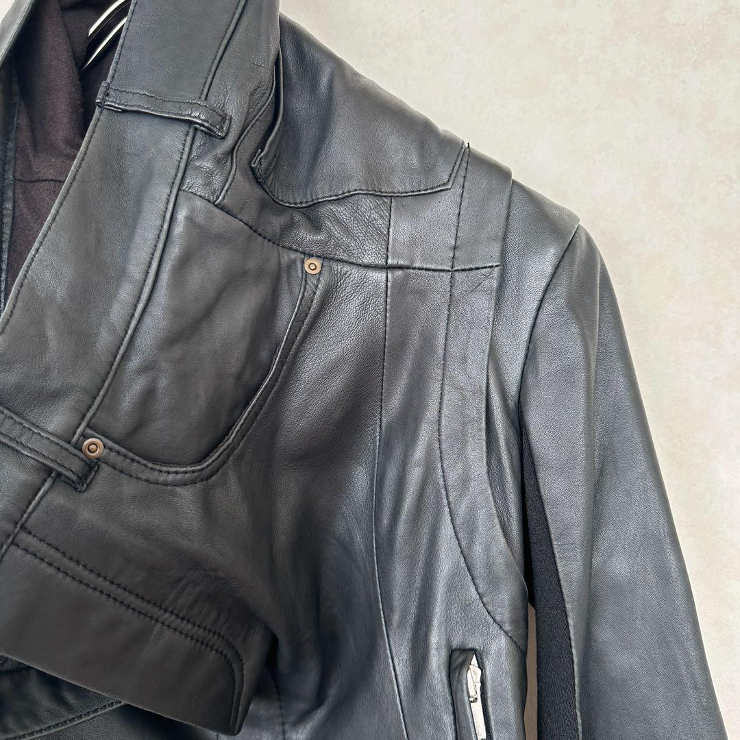 bajraバジュラ 変形羊レザージャケットモード 美シルエットサイズ1ブラック