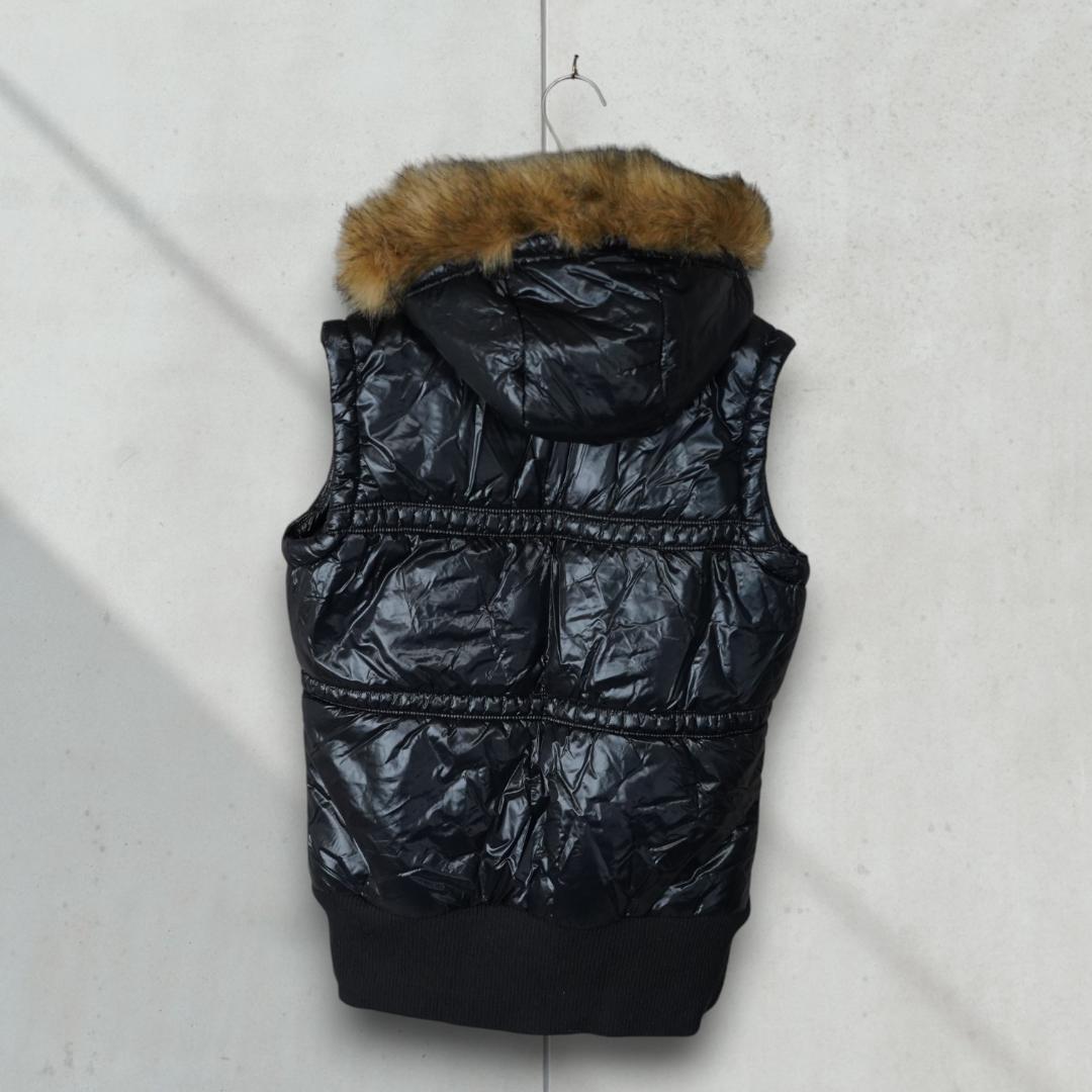 00's アディダス　adidas 中綿　ファー付き　ベスト　黒