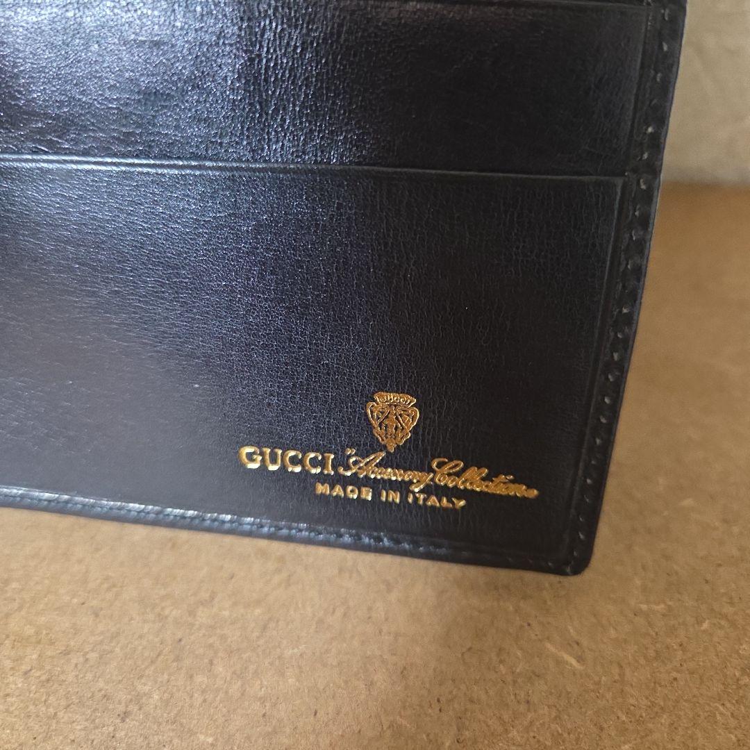 GUCCI ブラック GGパターン 二つ折り財布