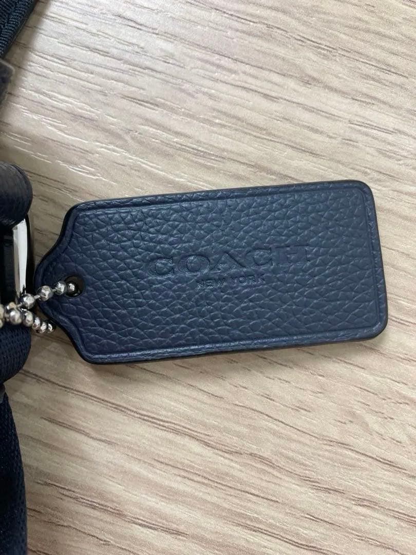 COACH ネイビー レザー メッセンジャーバッグ◇
