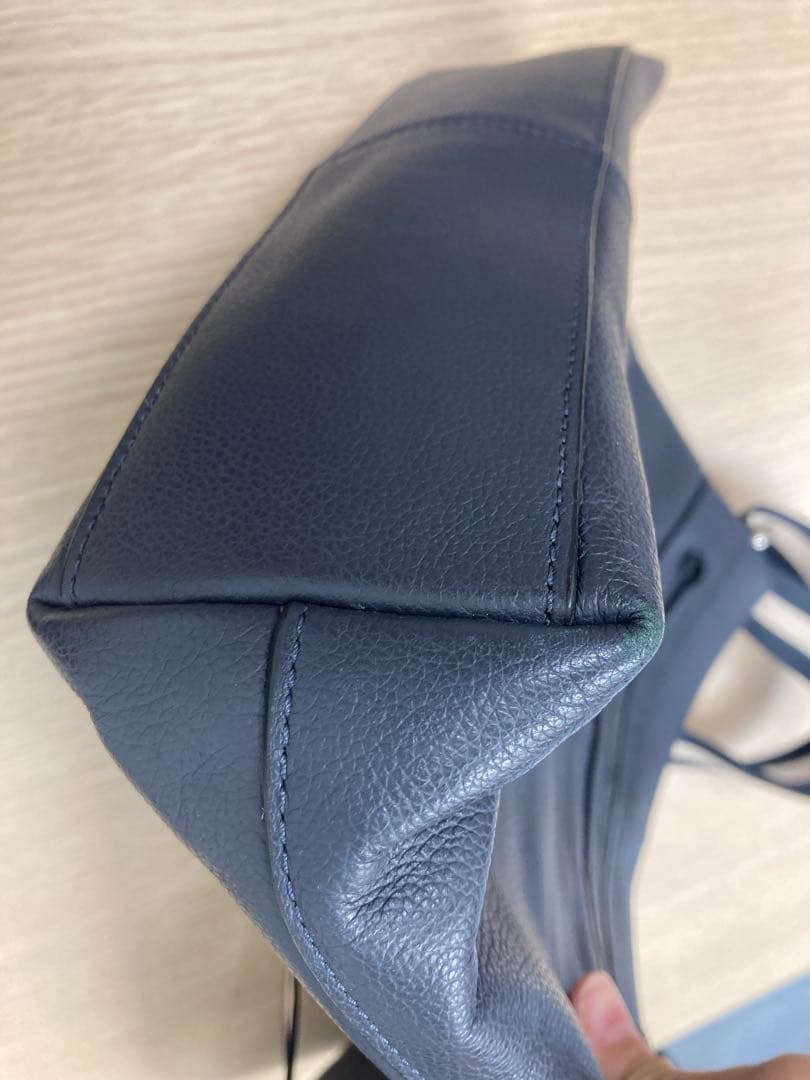 COACH ネイビー レザー メッセンジャーバッグ◇