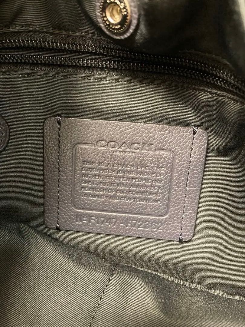 COACH ネイビー レザー メッセンジャーバッグ◇