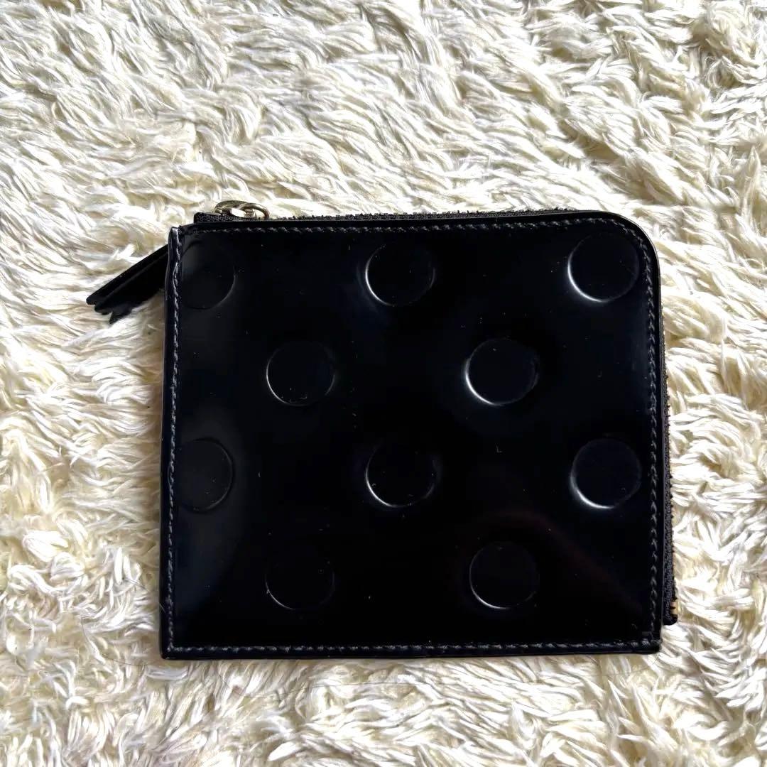 極美品　コムデギャルソン ミニ財布 ドット　エンボスレザー　黒　ブラック