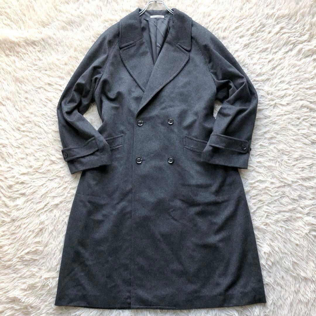 【ほぼ未使用 カシミヤ100%】ダブルチェスターコート　グレー　L マキシ丈