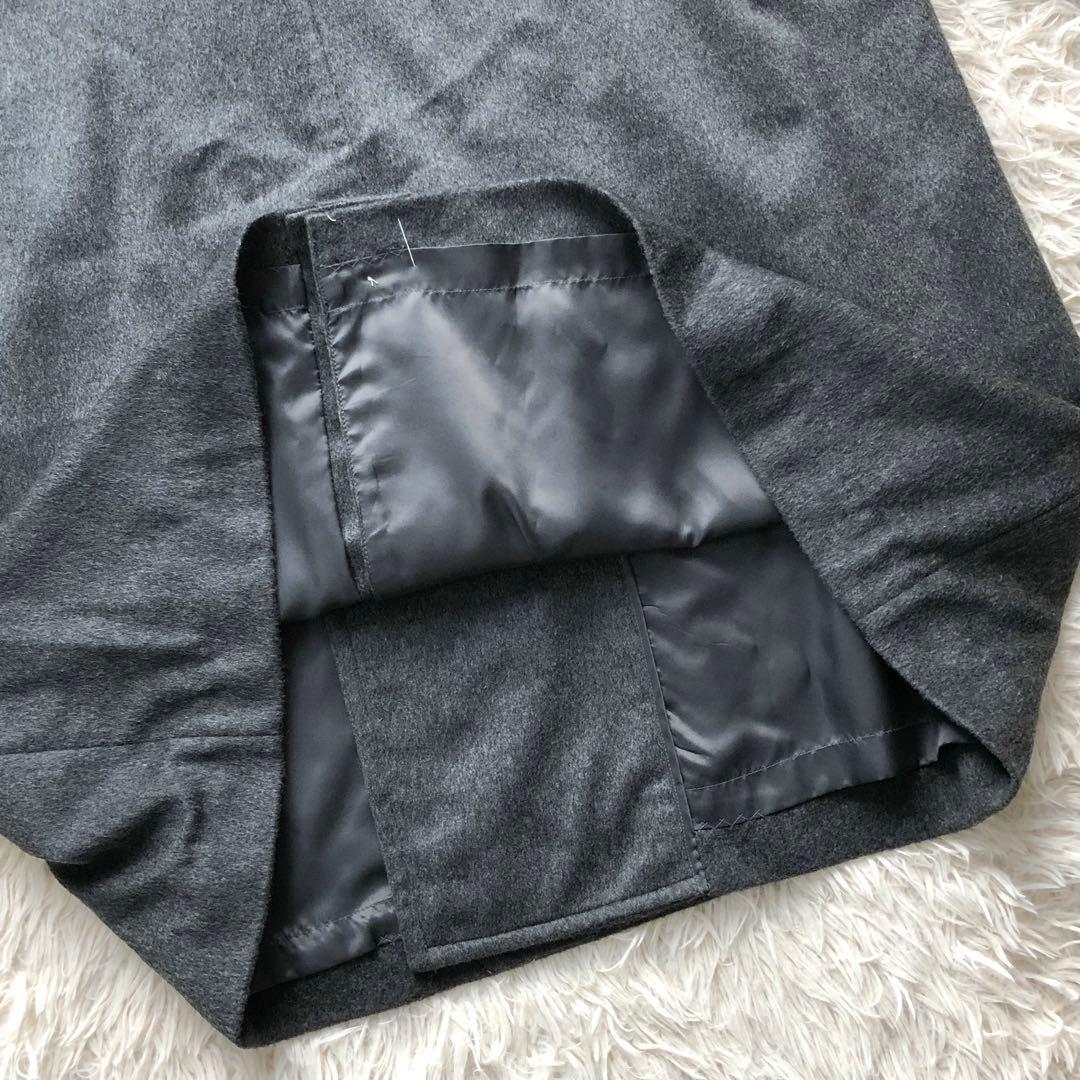 【ほぼ未使用 カシミヤ100%】ダブルチェスターコート　グレー　L マキシ丈
