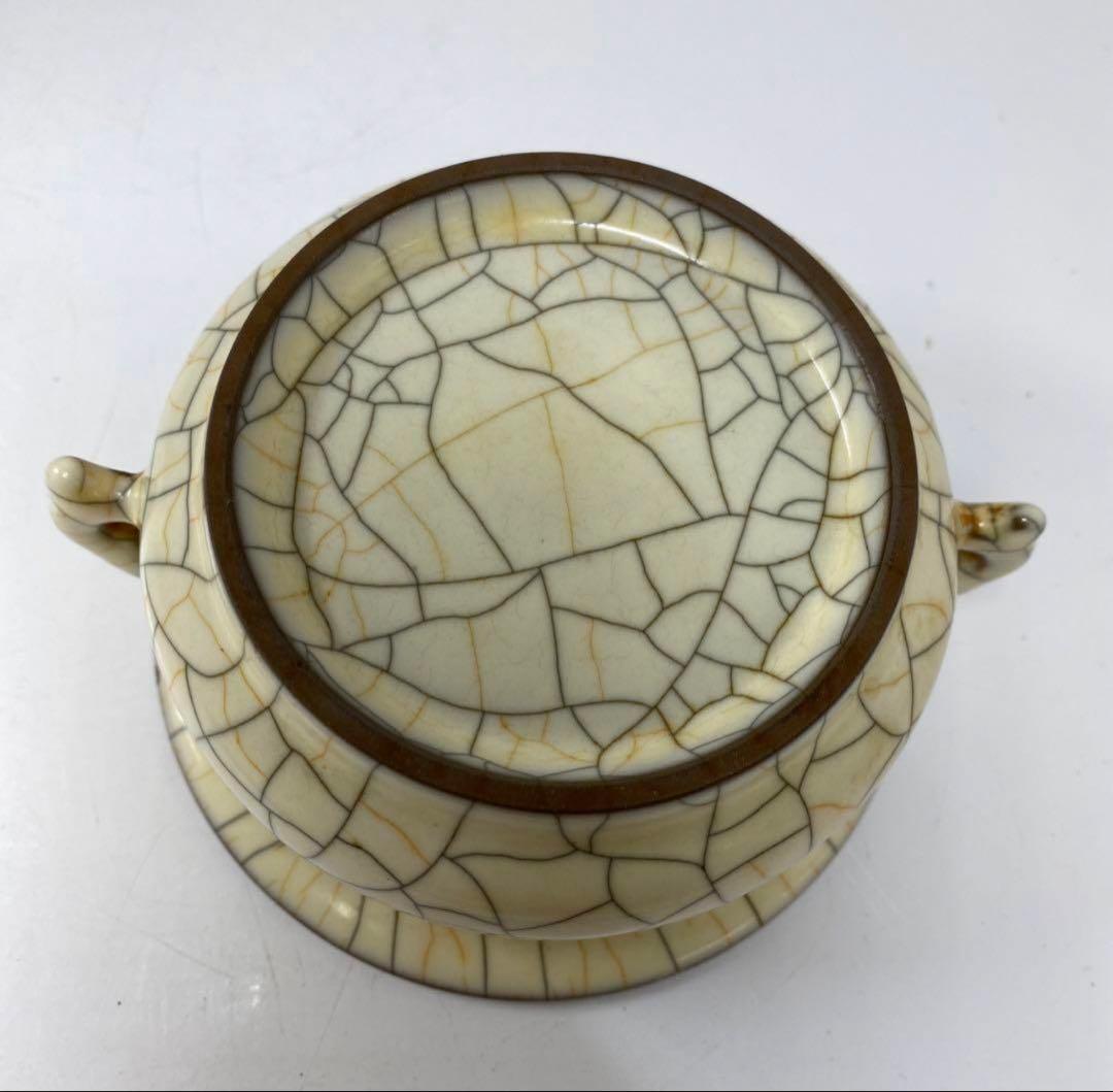 中国　宋時代金丝線古哥窯　耳付鉢　古 玩