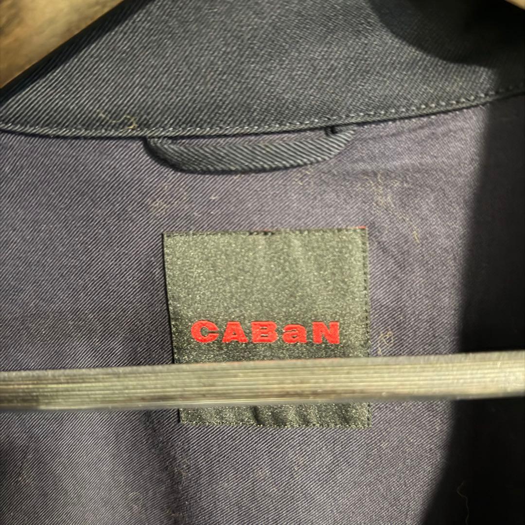 CABaN ウールギャバジン スタンドカラーコート ネイビー S