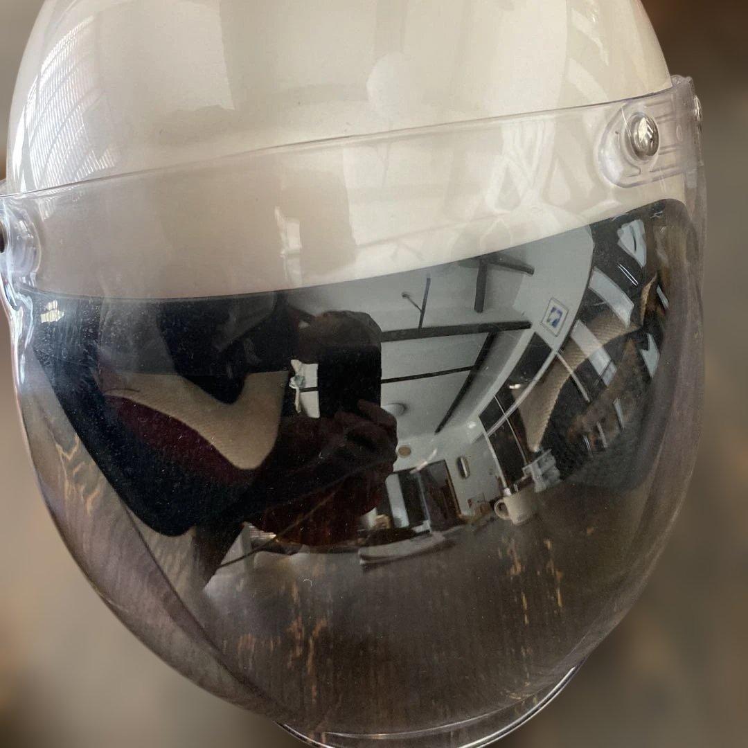 パンダつきホワイトジェットヘルメット ブラックスターレディース