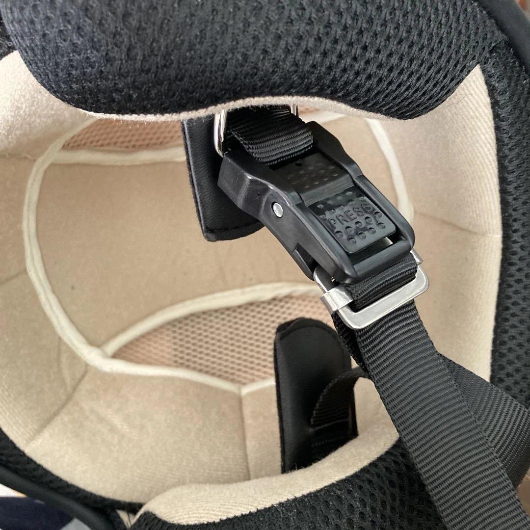 パンダつきホワイトジェットヘルメット ブラックスターレディース