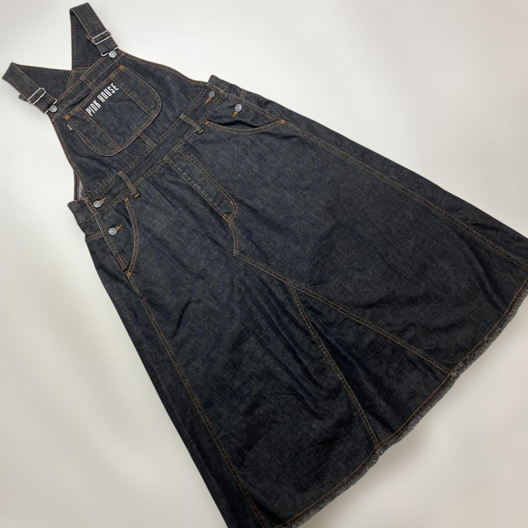 【試着のみ】ピンクハウス ロゴ刺繍使い 黒デニムジャンパースカート/2021年