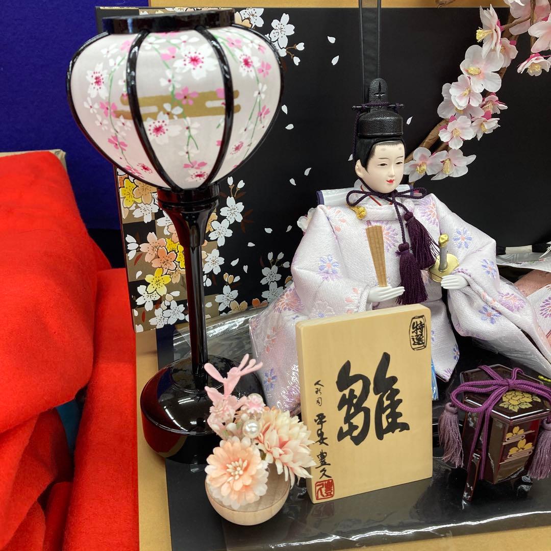 雛人形 黒/金重ね屏風　男雛 女雛 セット