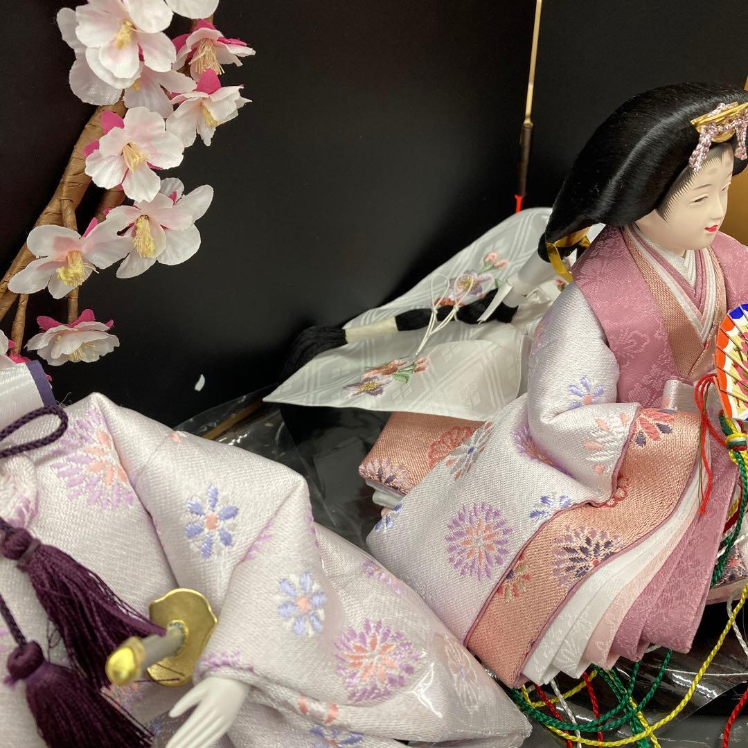 雛人形 黒/金重ね屏風　男雛 女雛 セット