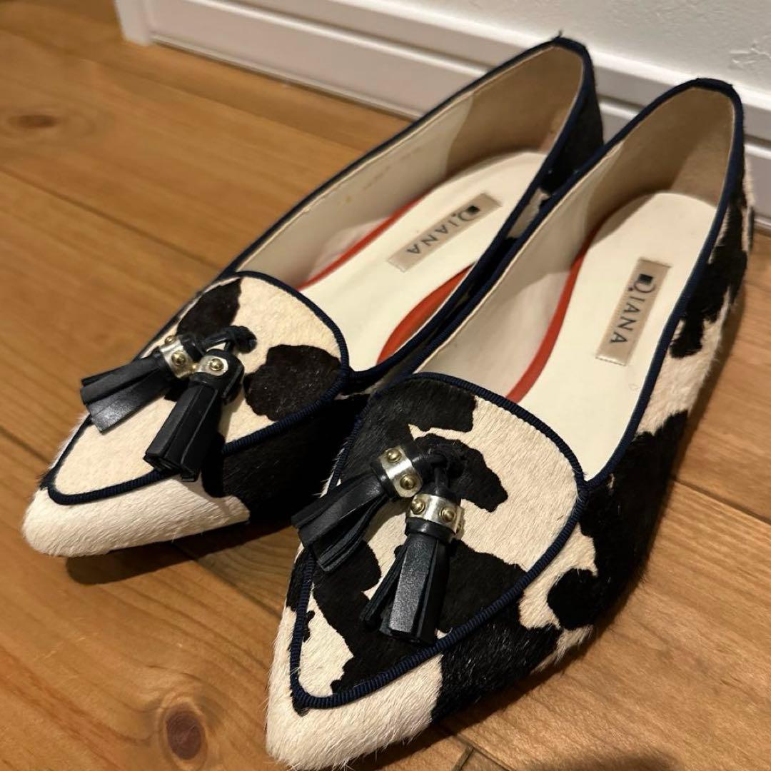 【未使用】DIANA 牛柄 ハラコ ポインテッドトゥパンプス