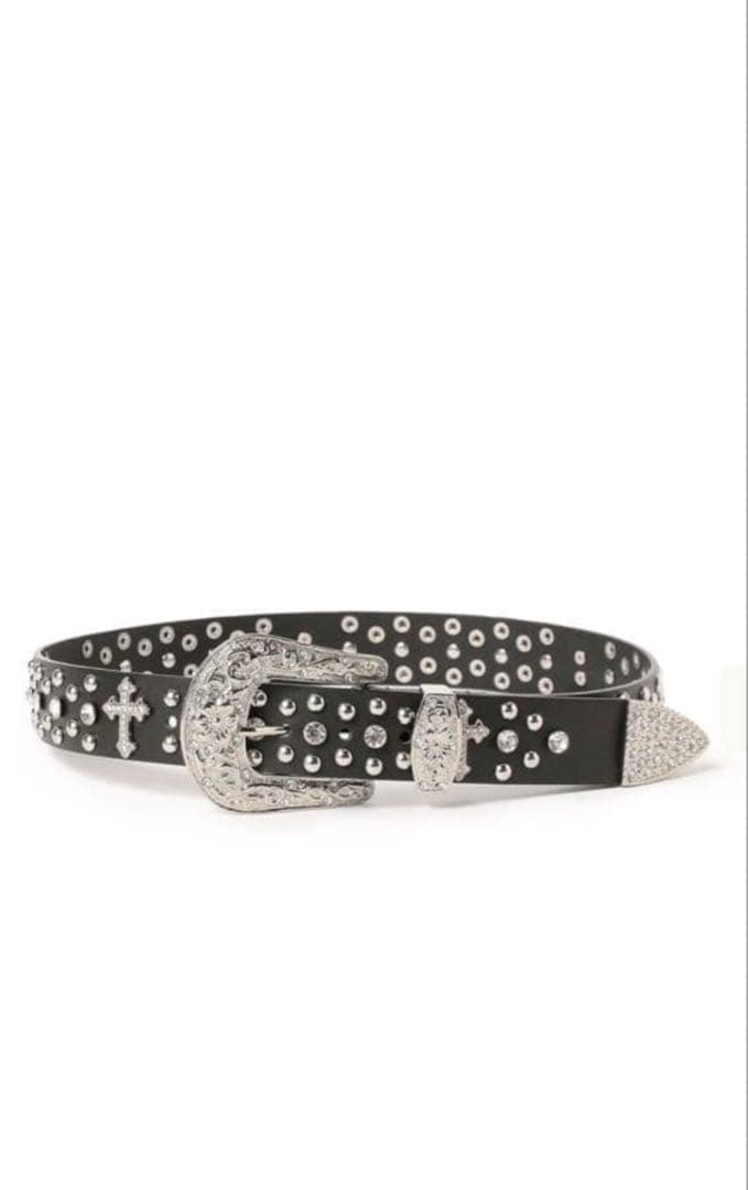 BEAMS スタッズ付き ブラックベルト L