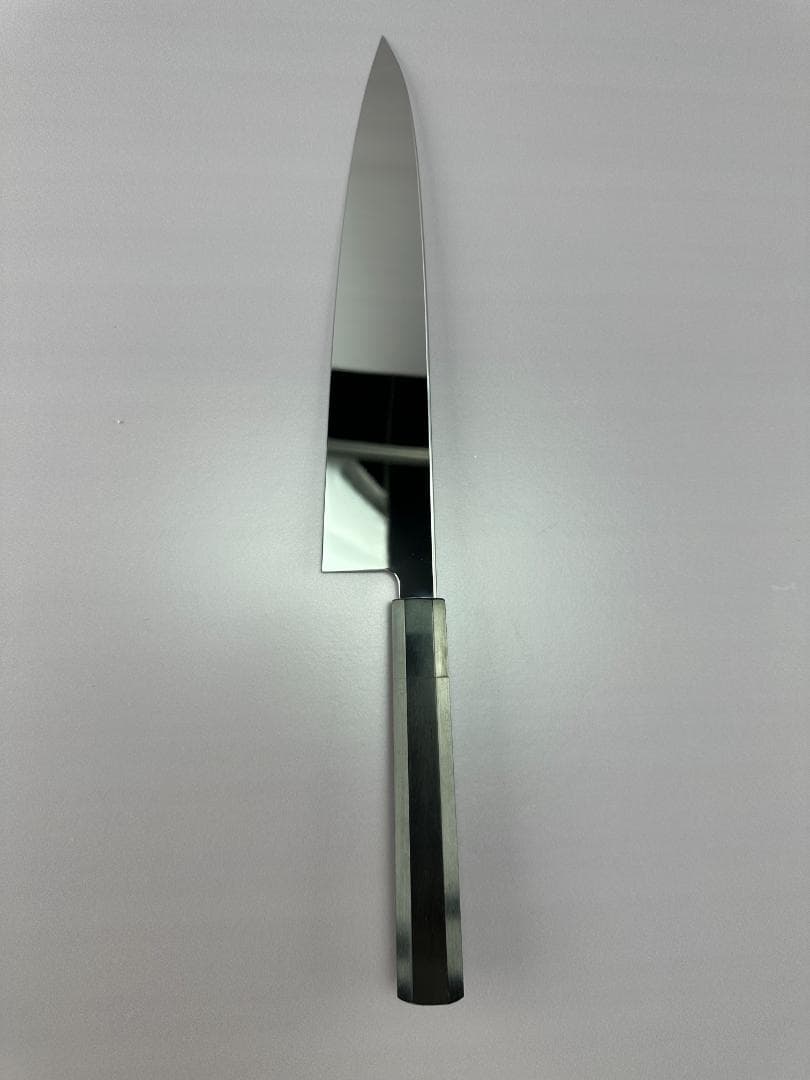 5571 身卸し包丁 9寸 ウルトラ鏡面仕上げ 刺身包丁 黒檀黒水牛角八角柄