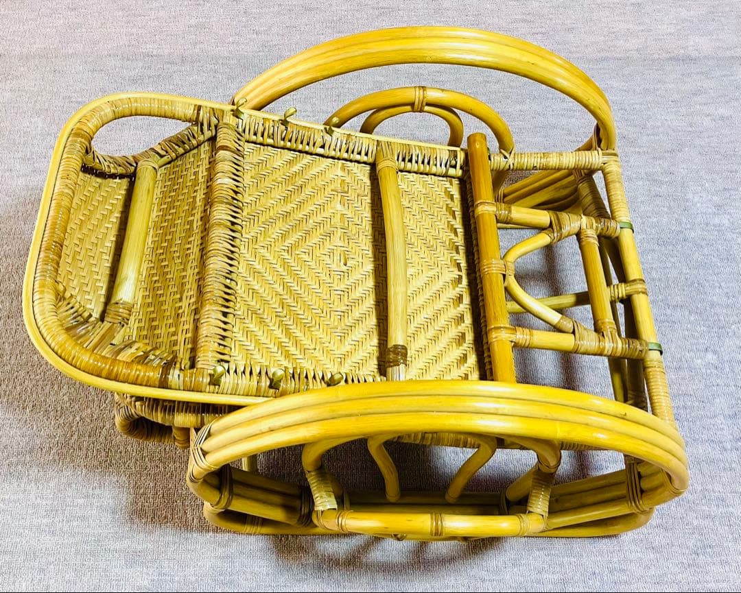 【手渡し限定】ラタン リクライニングチェア フットレスト付き 三つ折寝椅子