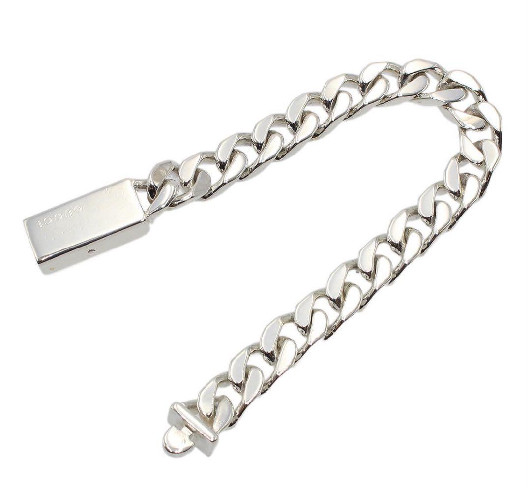 N2313 グッチ SV925 シルバー 喜平チェーン デザイン ブレスレット