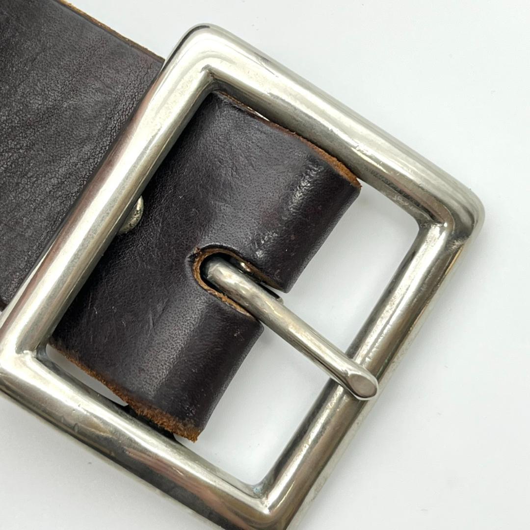 HTC エイチティーシ－ ベルト ビジュー スタッズ 装飾 本革 ダークブラウン