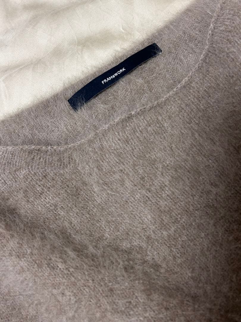 美品フレームワーク　FOX/CASHMERE ボートネック プルオーバー