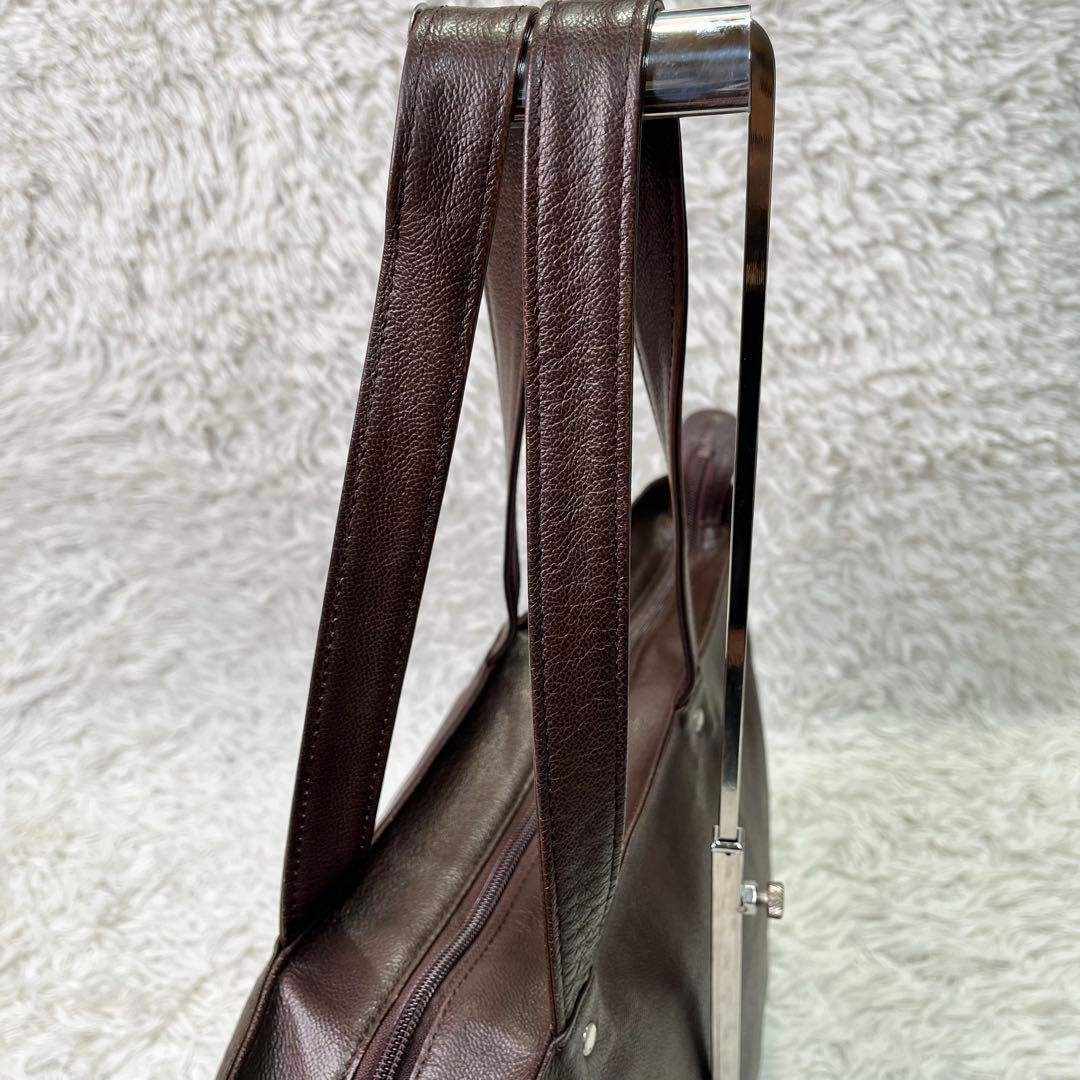 良品✨ポーター リンク メンズ レザー トートバッグ 大容量　A4収納 ブラウン