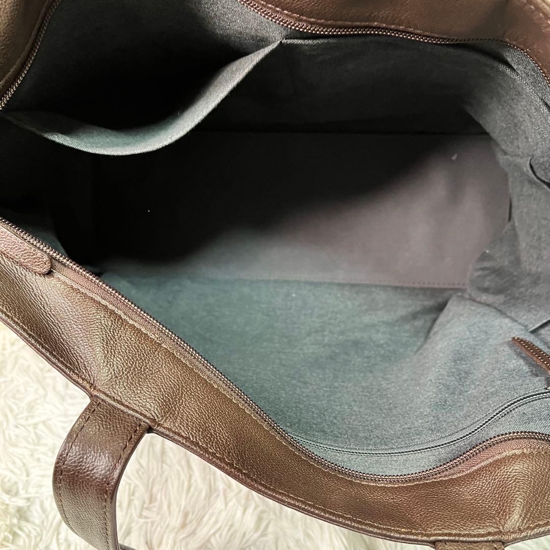 良品✨ポーター リンク メンズ レザー トートバッグ 大容量　A4収納 ブラウン