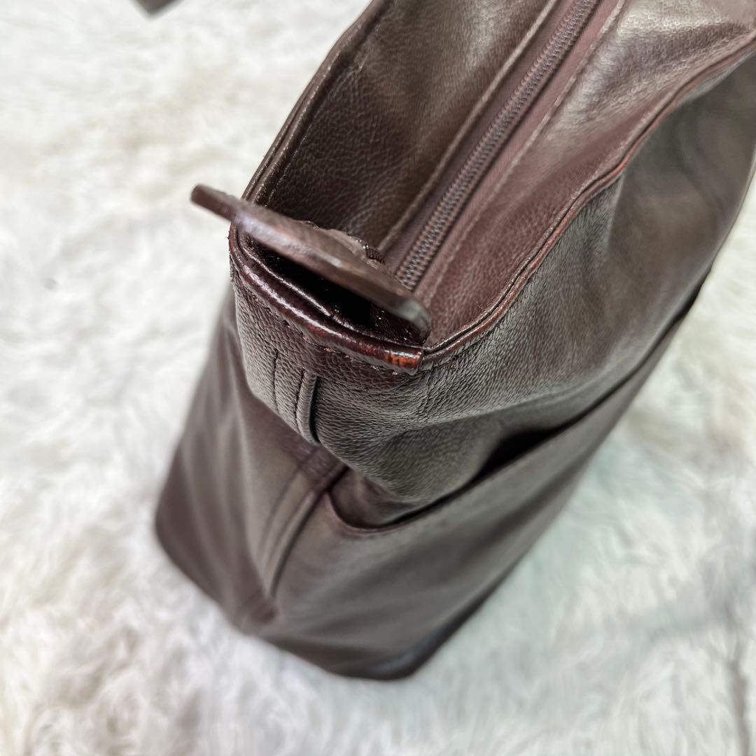 良品✨ポーター リンク メンズ レザー トートバッグ 大容量　A4収納 ブラウン