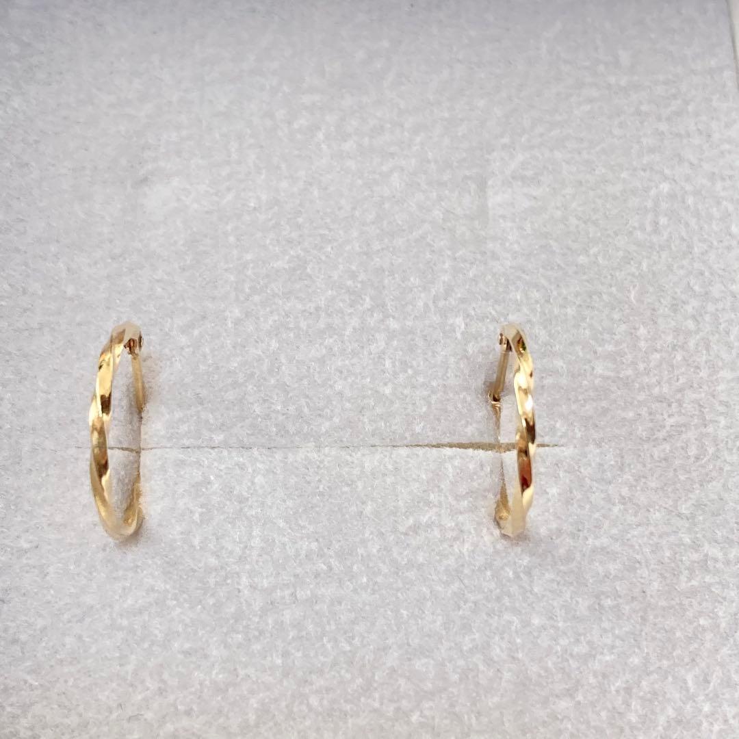 【未使用・箱付】L&Co. K10 フープピアス｜ひねり ゴールド