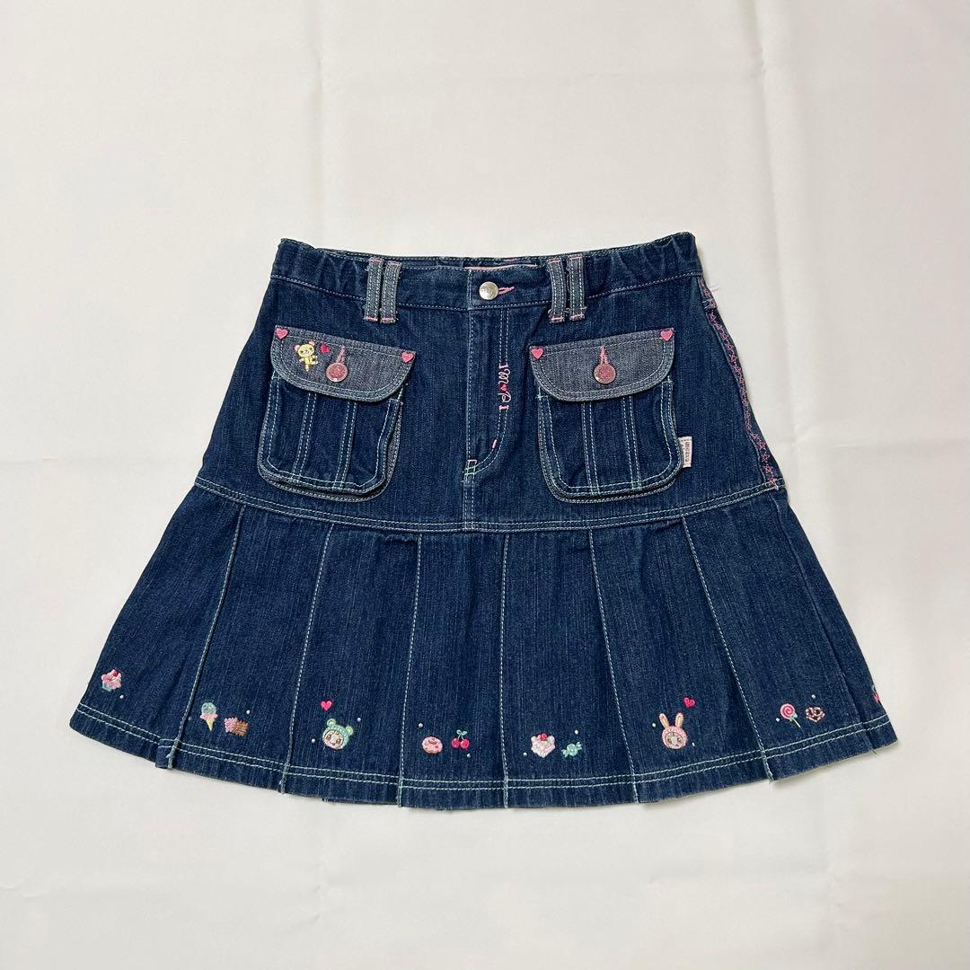 メゾピアノ　デニム　スカート　ベリエちゃん　紺色　美品　M　150