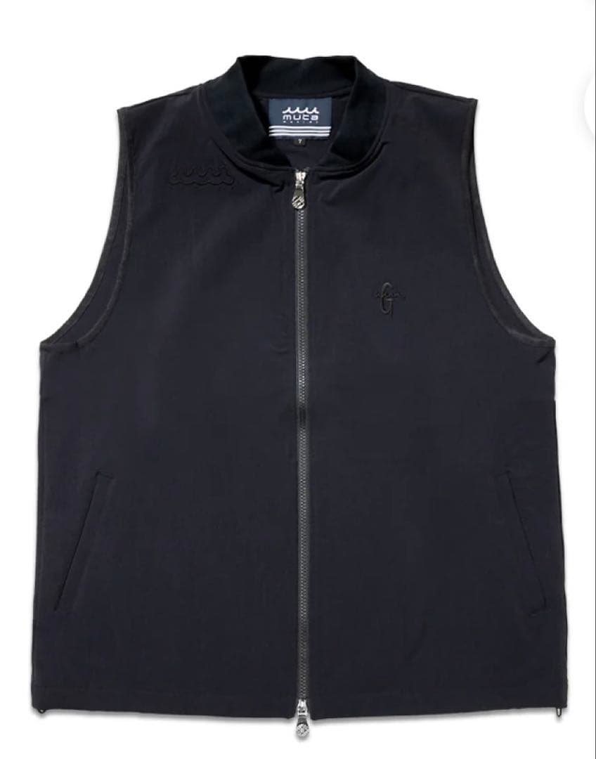 ムータマリン ストレッチナイロン ジップベスト 黒 muta MARINE(Ｌ)