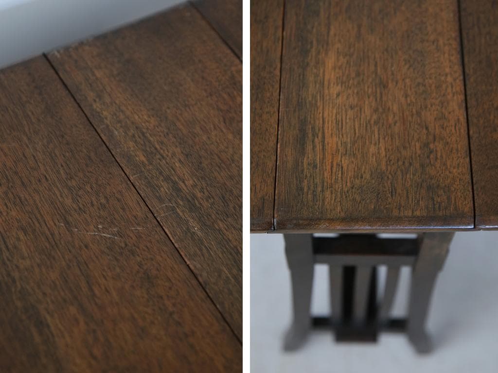 英国アンティーク木製ゲートレッグテーブル/ダイニング机/バタフライ(92-116