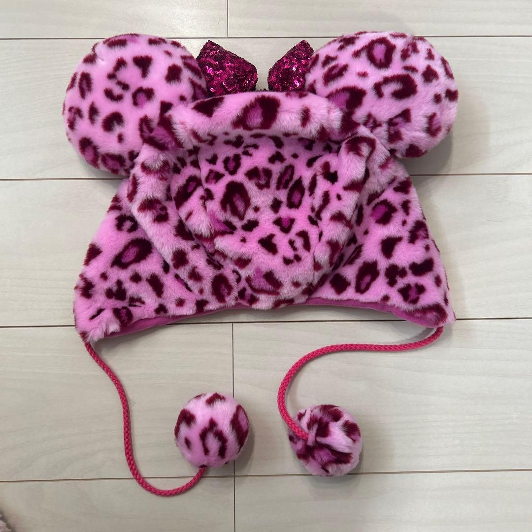 ミニー　ヒョウ柄ファンキャップ　ピンク