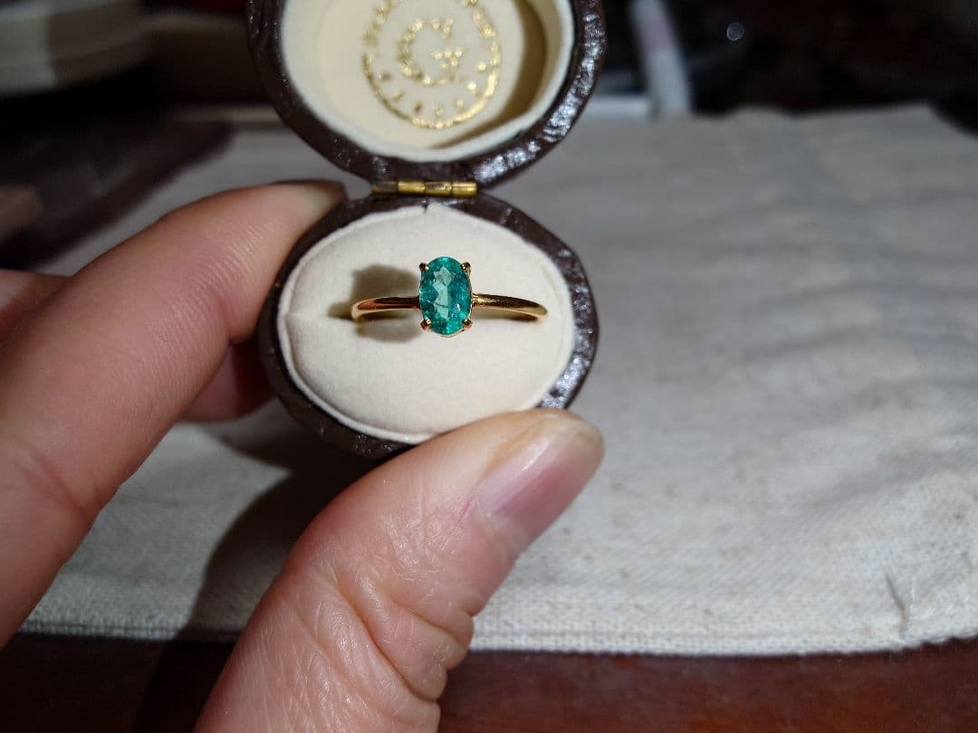 グリーンベリル　k18 12号 ミネラルマルシェ　指輪