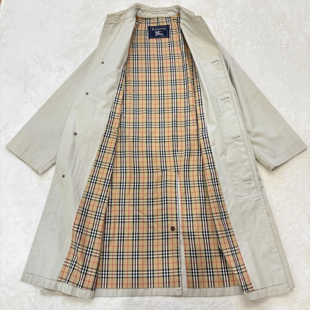 一枚袖 極美品バーバリーズステンカラーコートノバチェックXLベージュメンズ