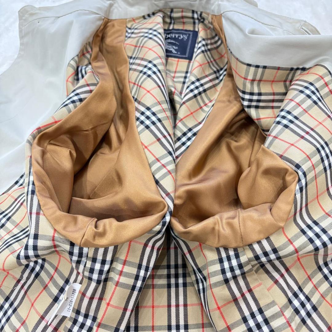 一枚袖 極美品バーバリーズステンカラーコートノバチェックXLベージュメンズ