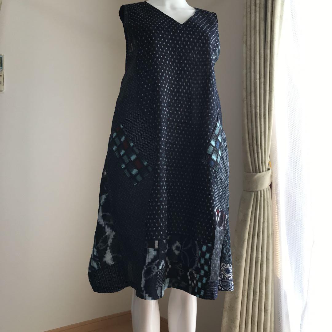 絣リメイク　絣からエプロンドレス