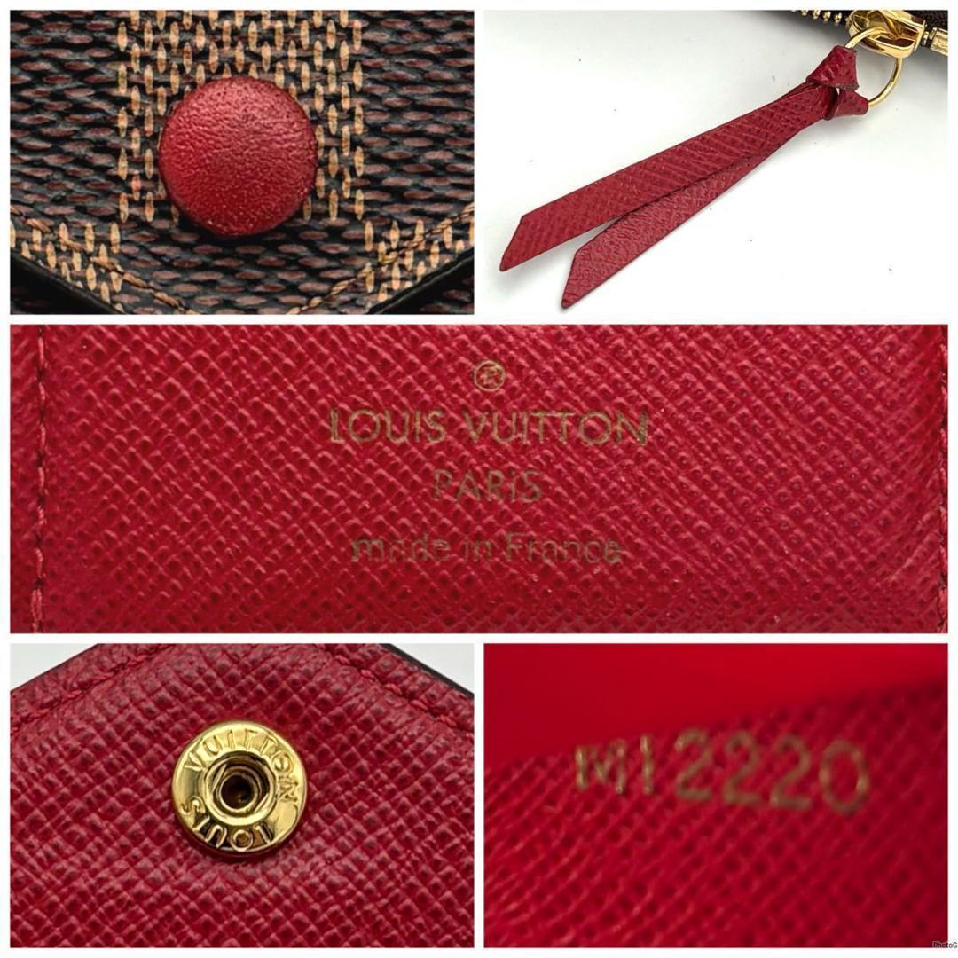 ルイヴィトン ダミエ ポルトフォイユ ヴィクトリーヌ 三つ折り財布 スリーズ 赤