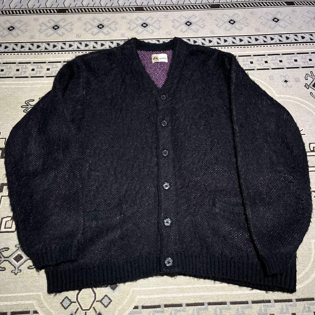 Towncraft 黒 カーディガン シャギーカーディガン モヘア風 ブラック