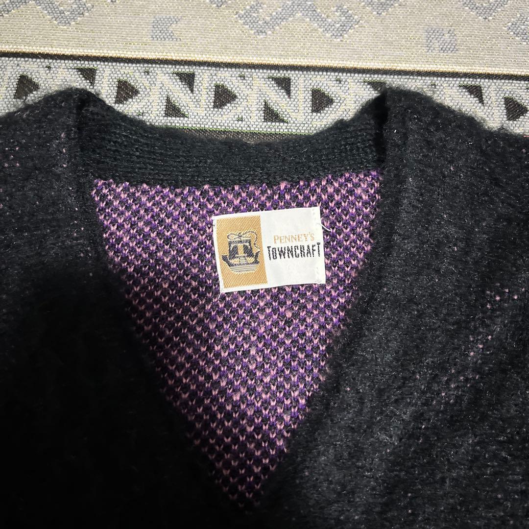 Towncraft 黒 カーディガン シャギーカーディガン モヘア風 ブラック