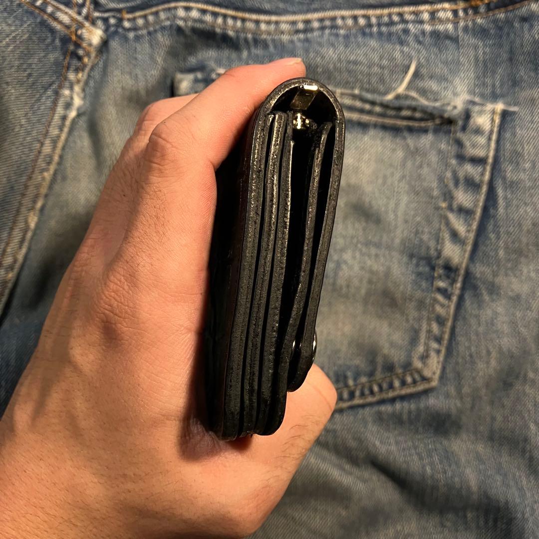 お札が折れない！ミドルトラッカーウォレット 3層 シルバー 栃木レザー