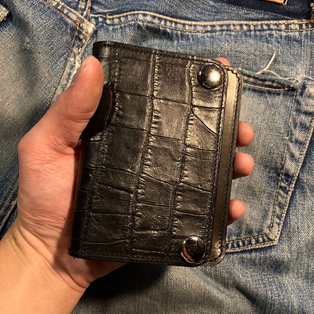 お札が折れない！ミドルトラッカーウォレット 3層 シルバー 栃木レザー