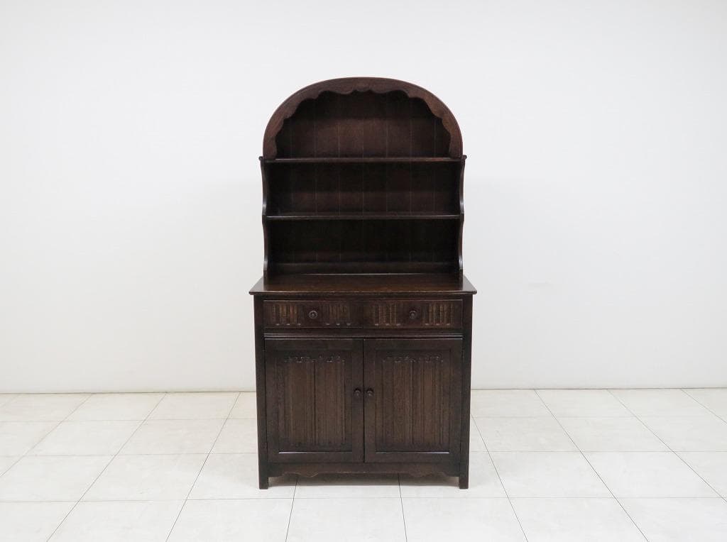 英国製 ウェルシュドレッサー オーク材 ヴィンテージ カップボード 飾り棚 食器