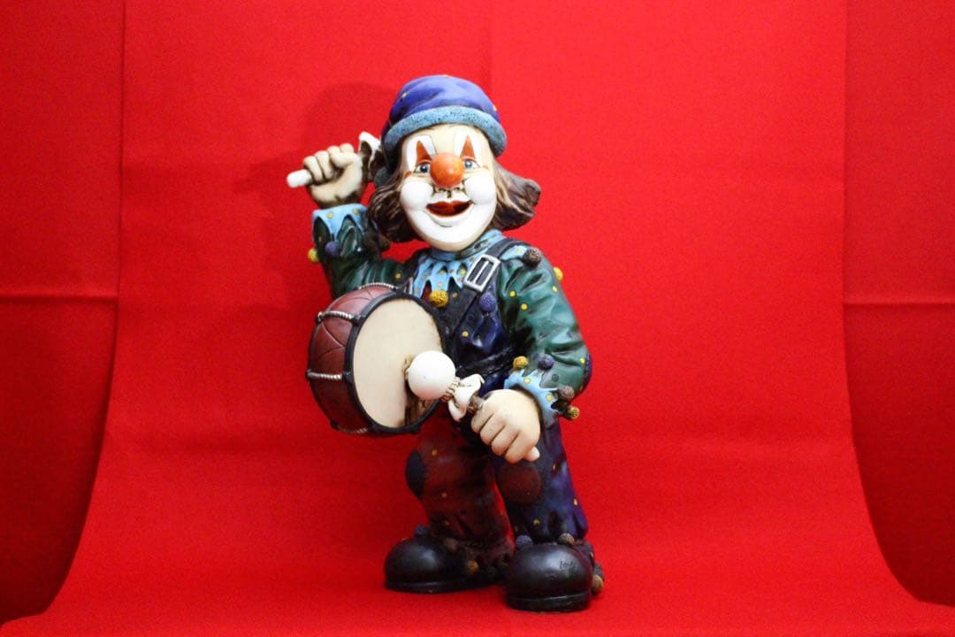 イタリア雑貨・ピエロコレクション【お茶目なピエロ　特大サイズ　ドラム】